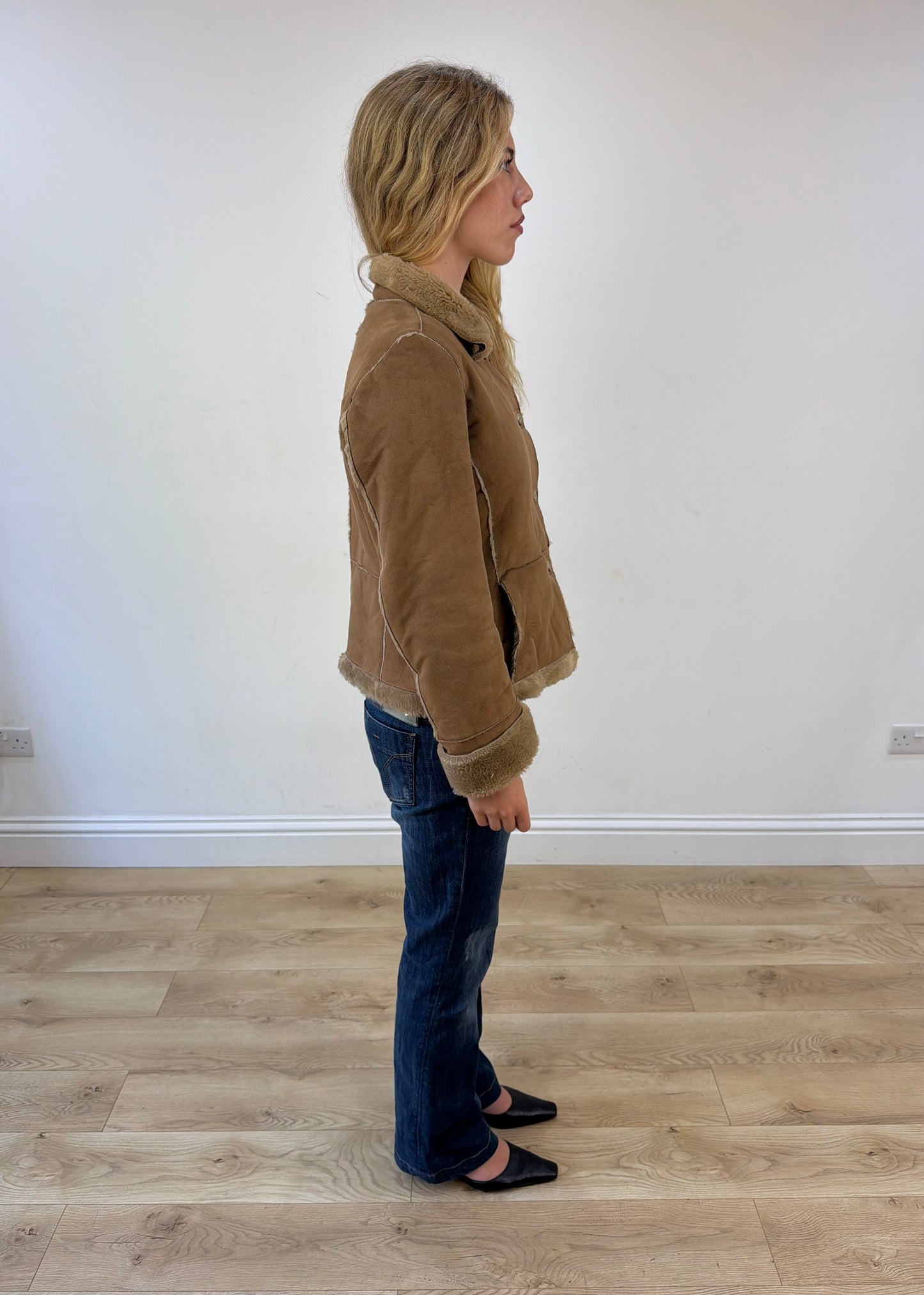 medium beige suede coat