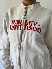 back to school drop | large cream harley-davidson zip up jacket
