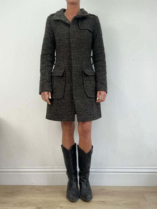vintage edit eleven | medium brown plaid orsay jacket