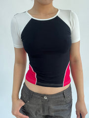 ‼️ | small white pink black splicing t-shirt top