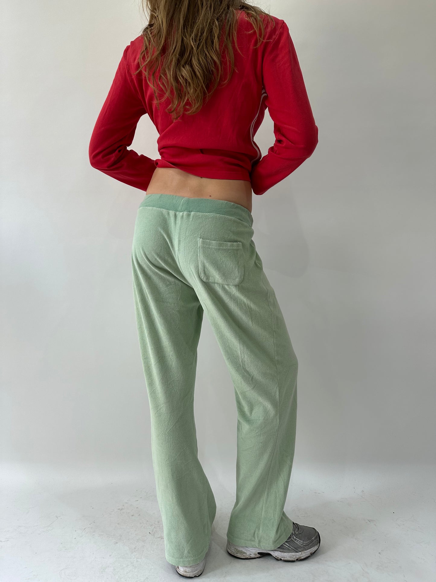 athleisure edit | small pale green towelling sweatpants