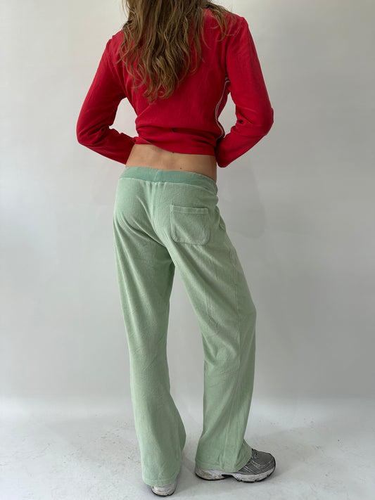 athleisure edit | small pale green towelling sweatpants