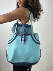 vintage edit thirty-four | blue faux leather shoulder bag