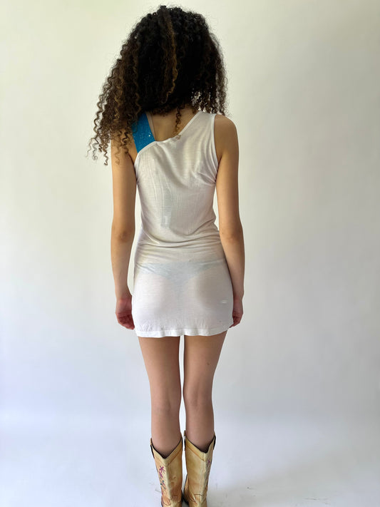 🧼festival drop | small white miss sixty one shoulder mini dress