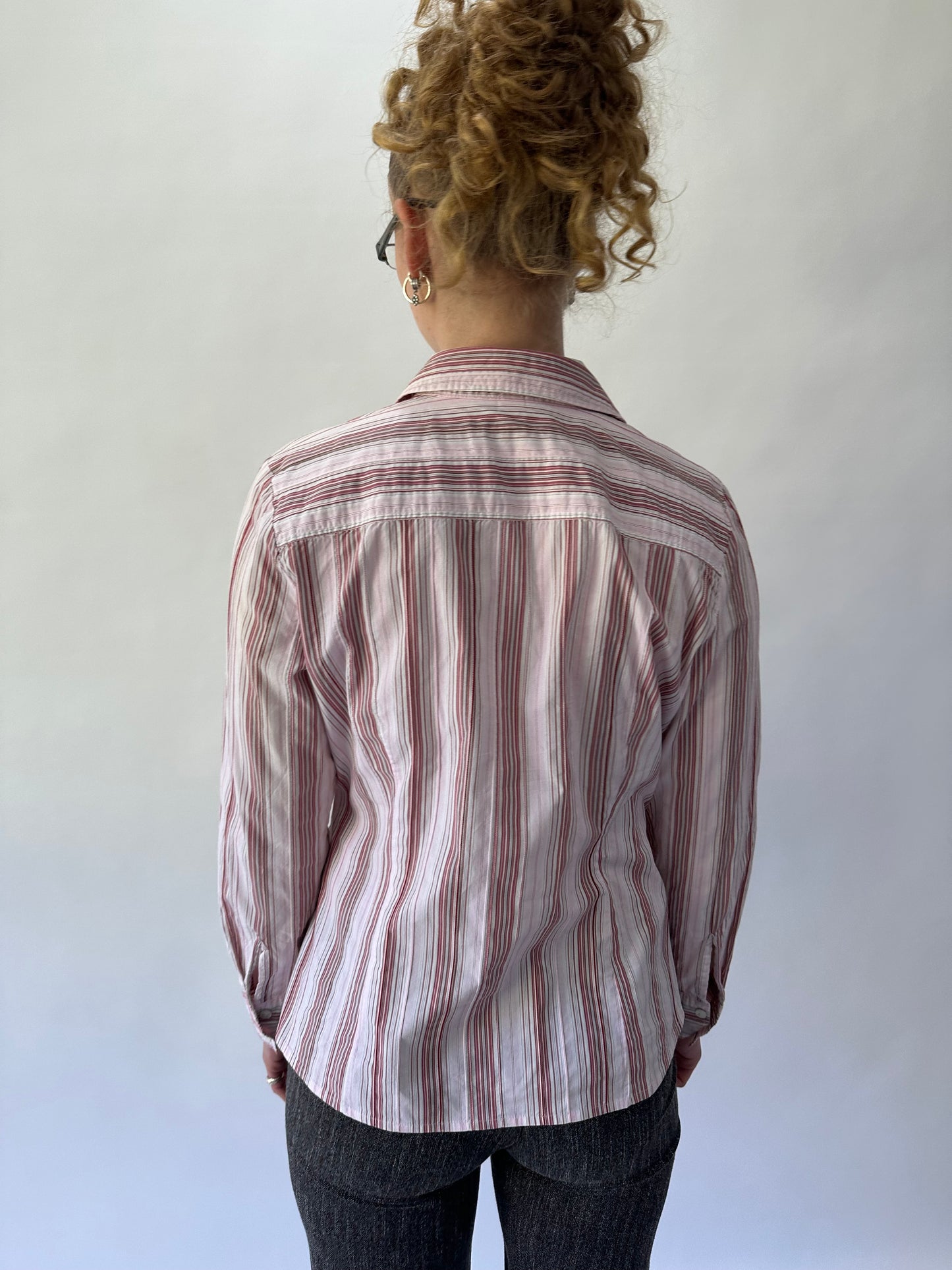 devil wears prada | small/medium pink s’oliver pinstripe shirt