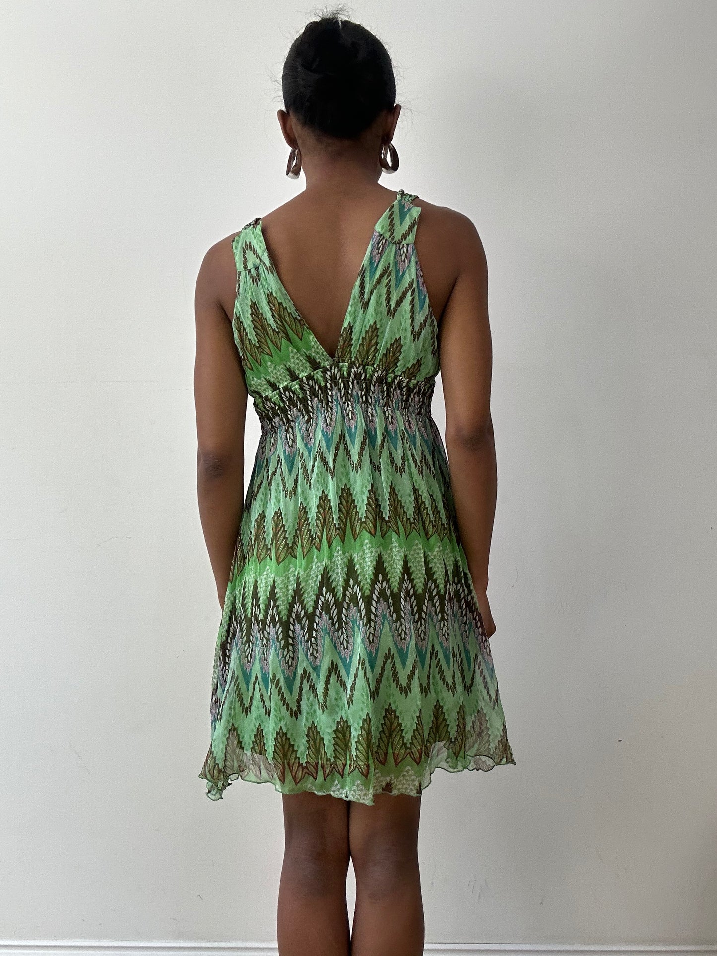 vintage edit twenty-seven | small green and brown mini dress with gold glitter details