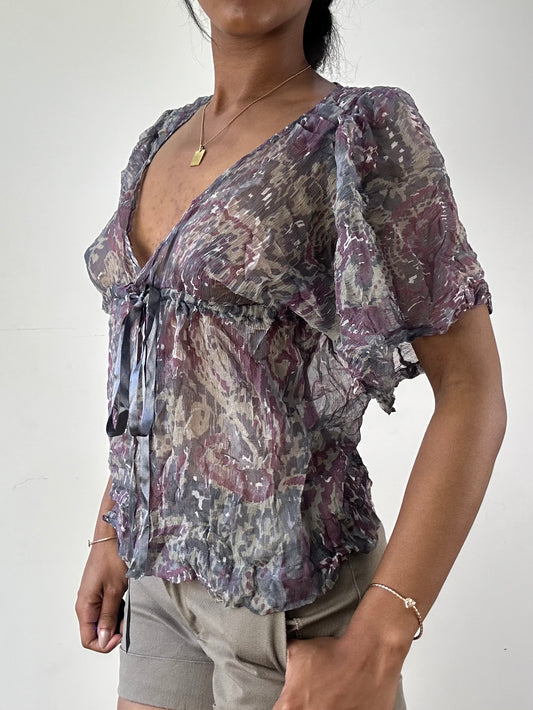 vintage edit twenty-one | small purple sheer ribbon flowy top