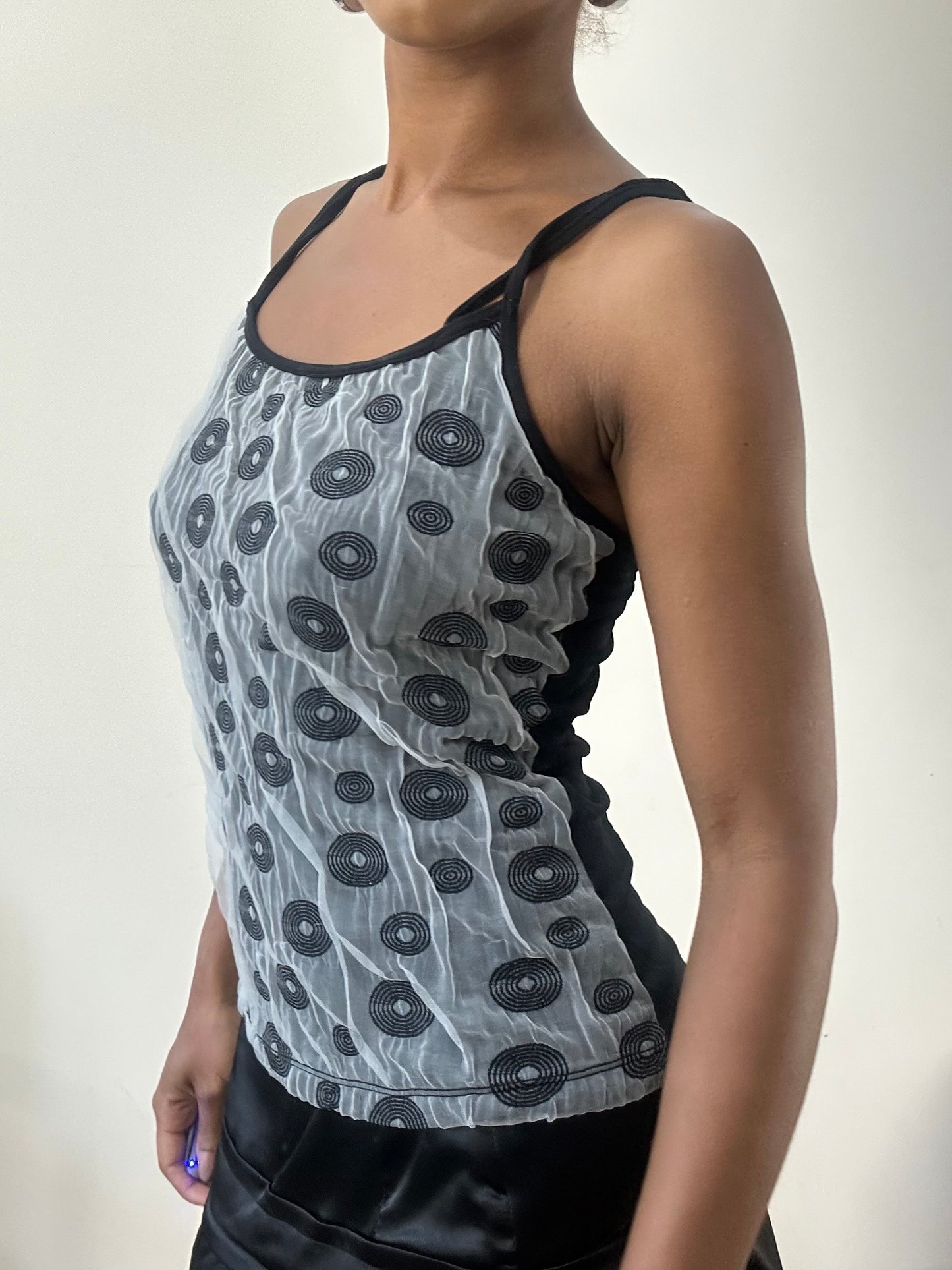AUTUMN EDIT | medium grey cami top with mesh overlay