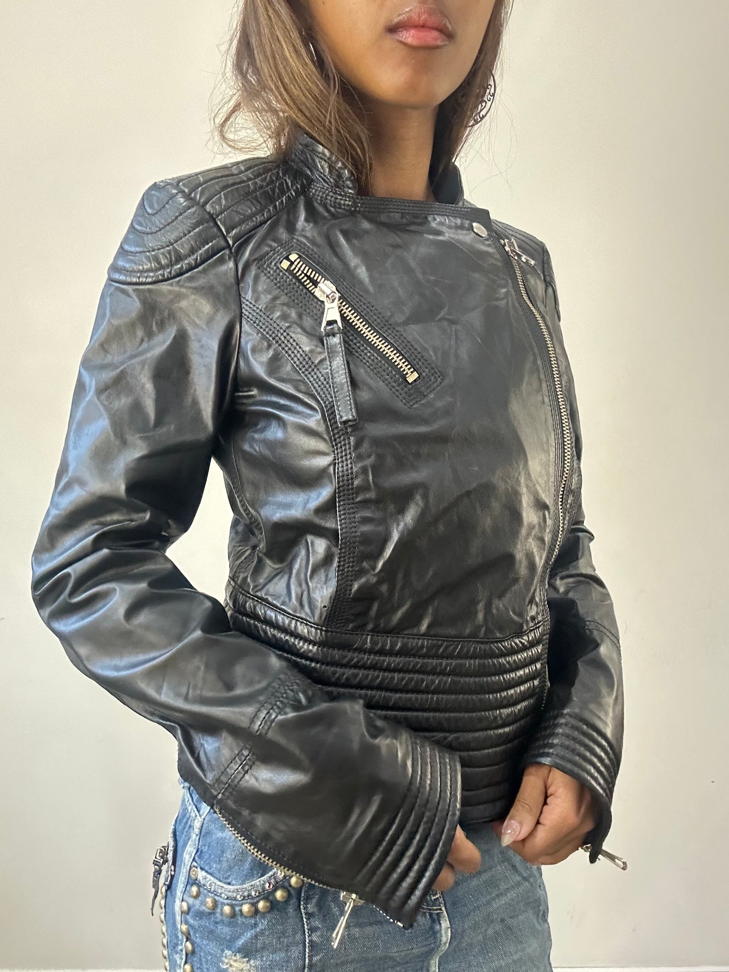 2016 edit | small black zip up leather jacket