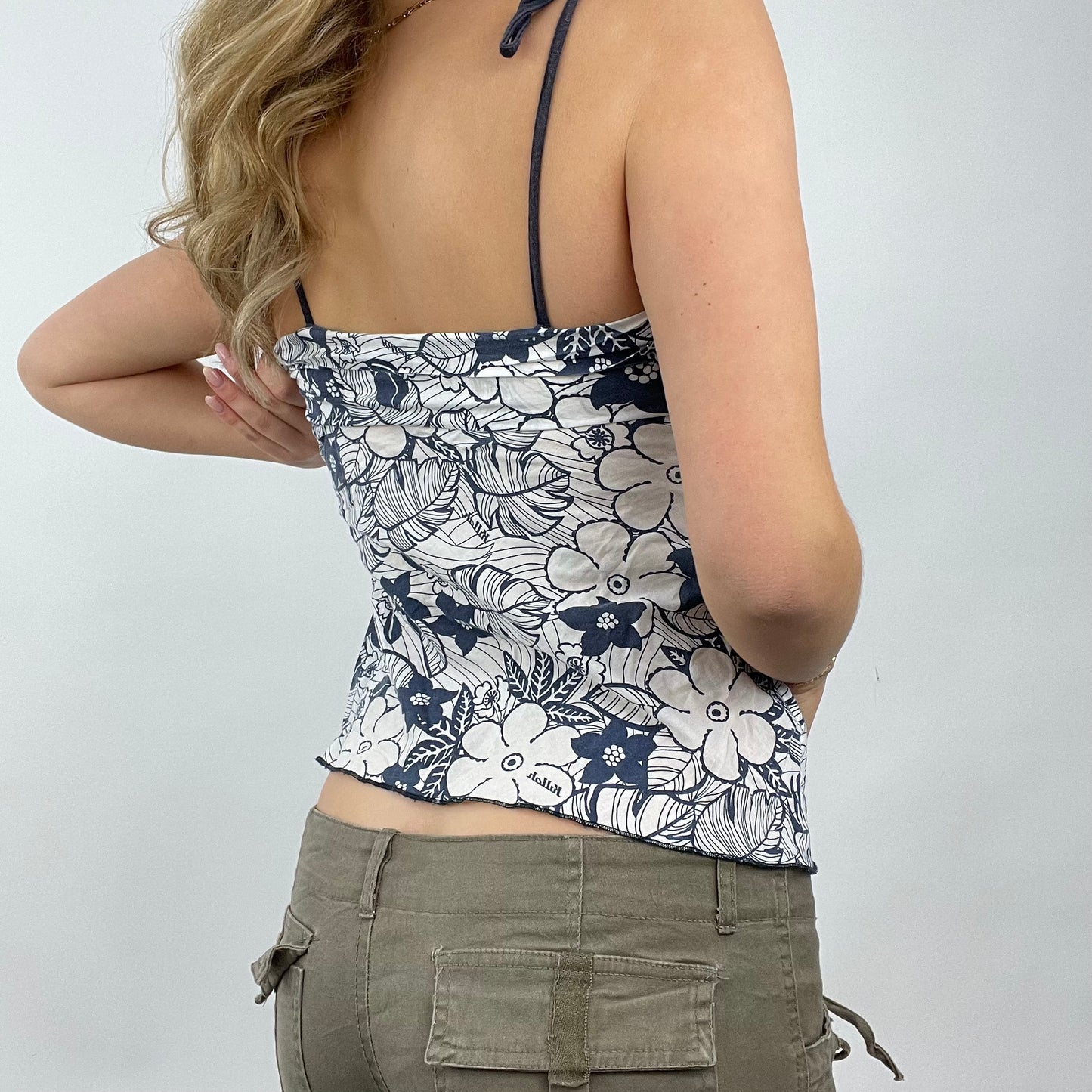 COTTAGECORE DROP | small miss sixty killah blue and white floral cami with rose detail