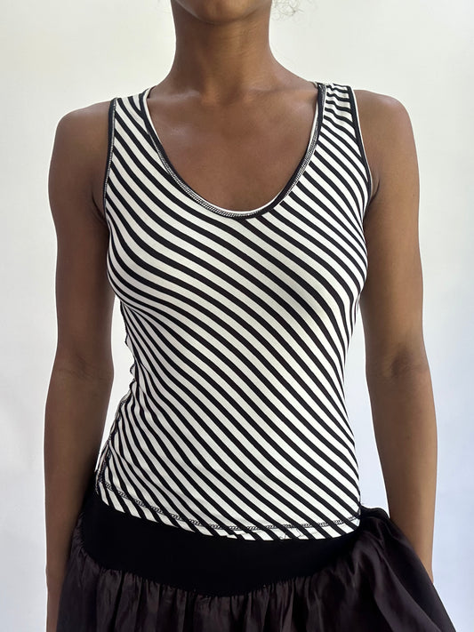 ‼️olivia rodrigo drop | small black and white striped tank top