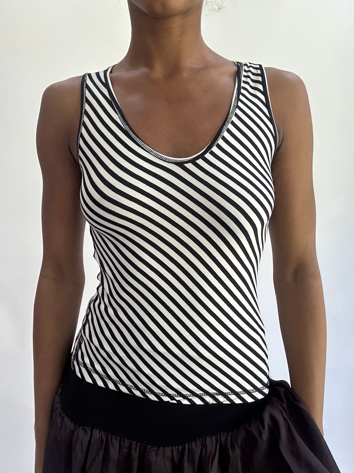 ‼️olivia rodrigo drop | small black and white striped tank top