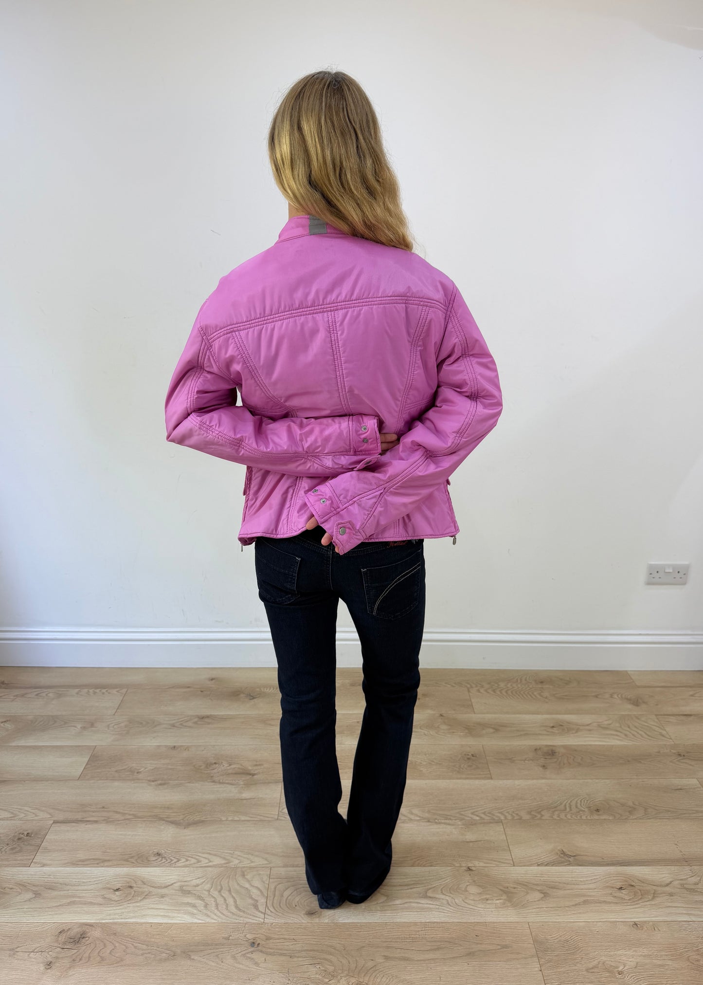 small pink biker jacket