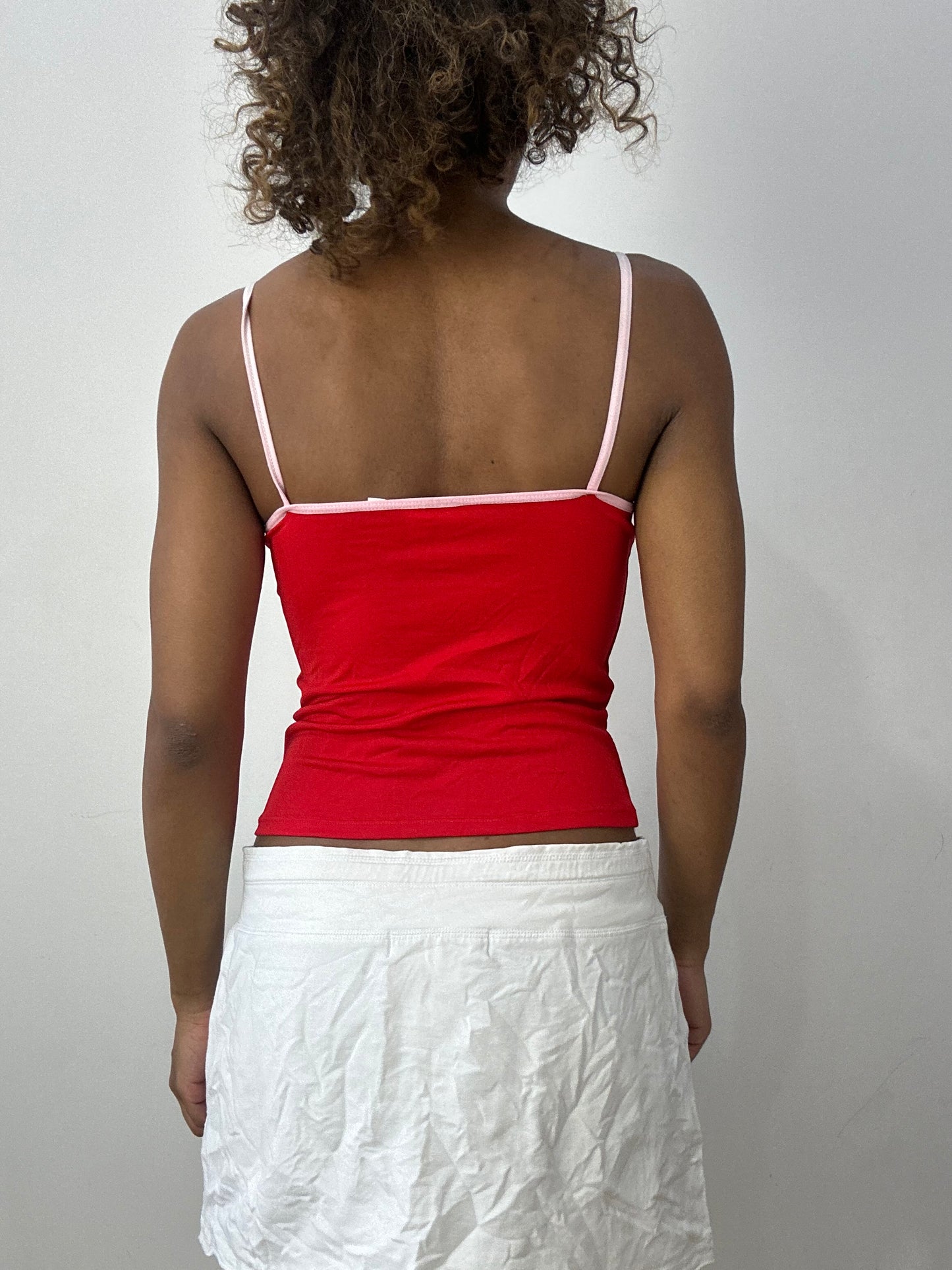 💻 athleisure edit | small red cami top with white detailing
