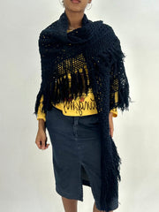 BEST PICKS | 藏青色 蓝色 crochet 流苏 poncho 围巾