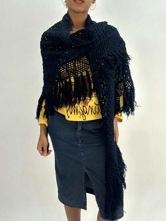 BEST PICKS | 藏青色 蓝色 crochet 流苏 poncho 围巾