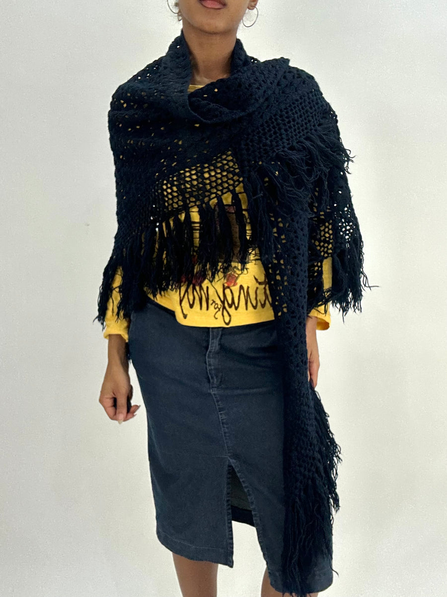 BEST PICKS | 藏青色 蓝色 crochet 流苏 poncho 围巾