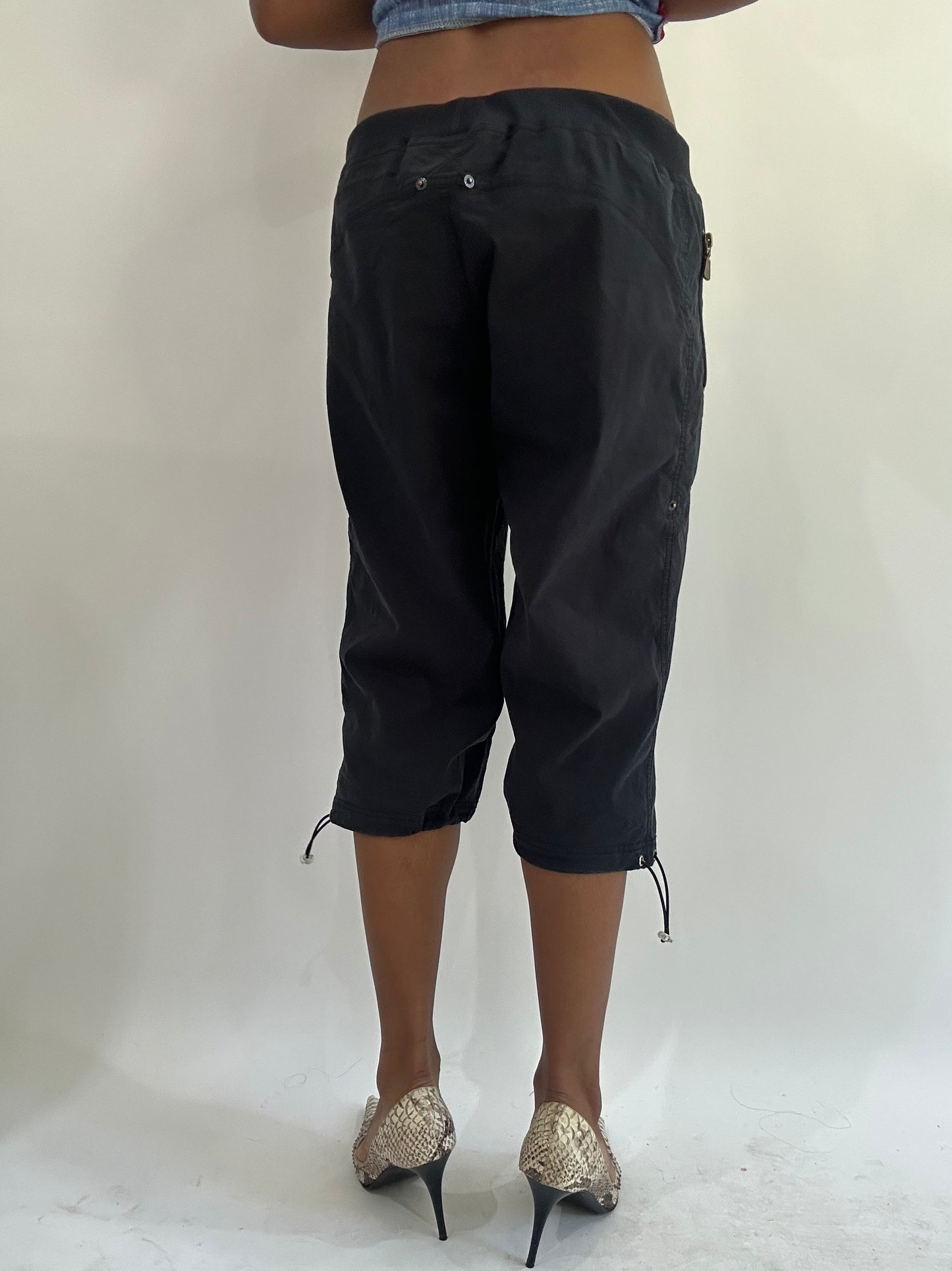 wag drop | medium black cropped cargo style trousers