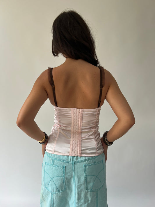 SATC drop | taille: M · couleur: rose + marron · article: corset · détails: détail