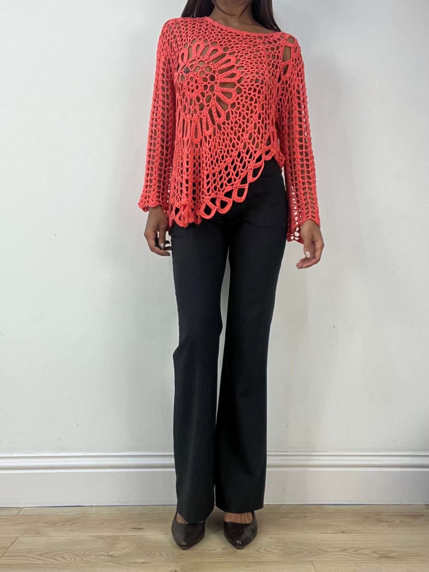 BEST PICKS | medium coral pink crotchet long sleeve top