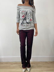 vintage edit: fashion week | small grey off the shoulder top
