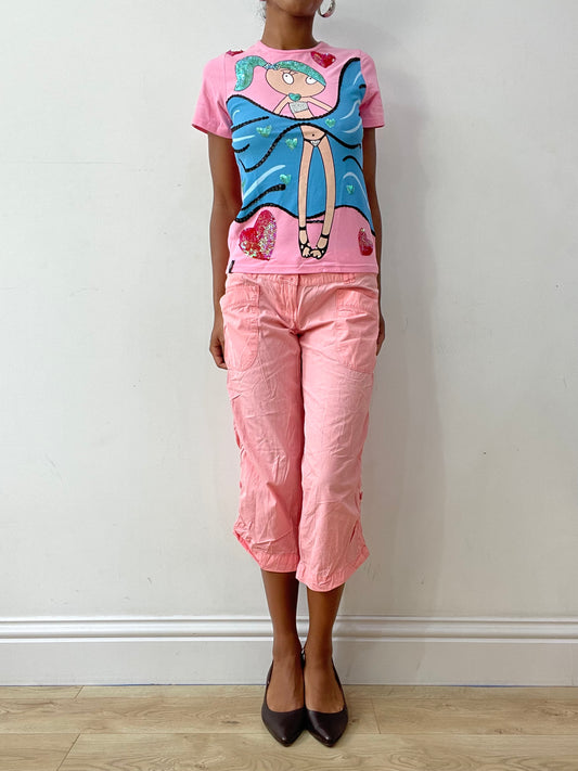 midsummer edit | small pink cargo capri trousers