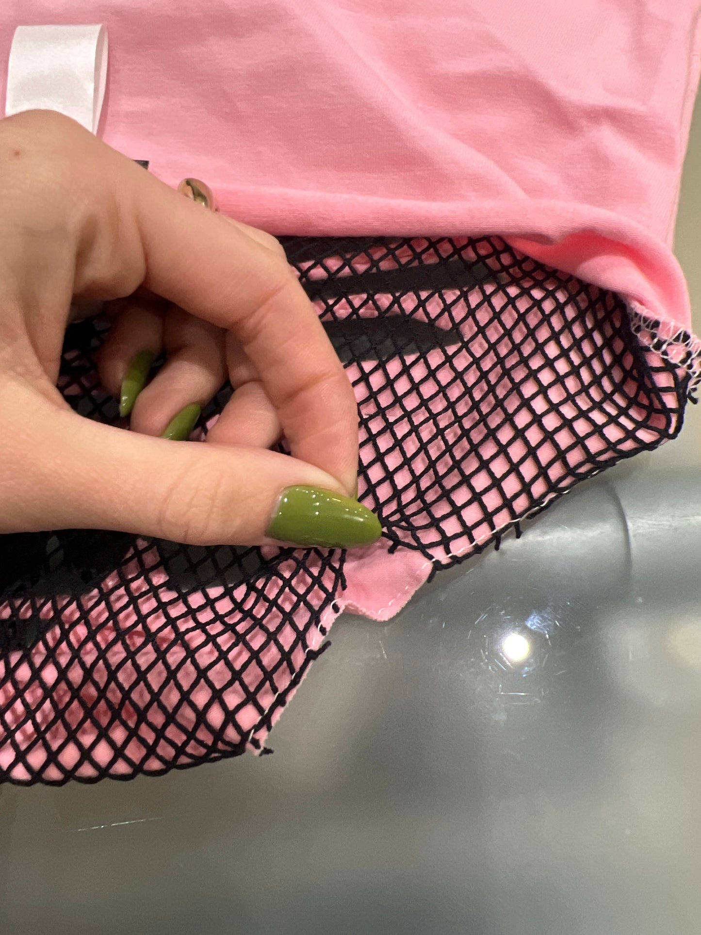 #330 SAMPLE SALE | extra small pink fishnet halterneck top