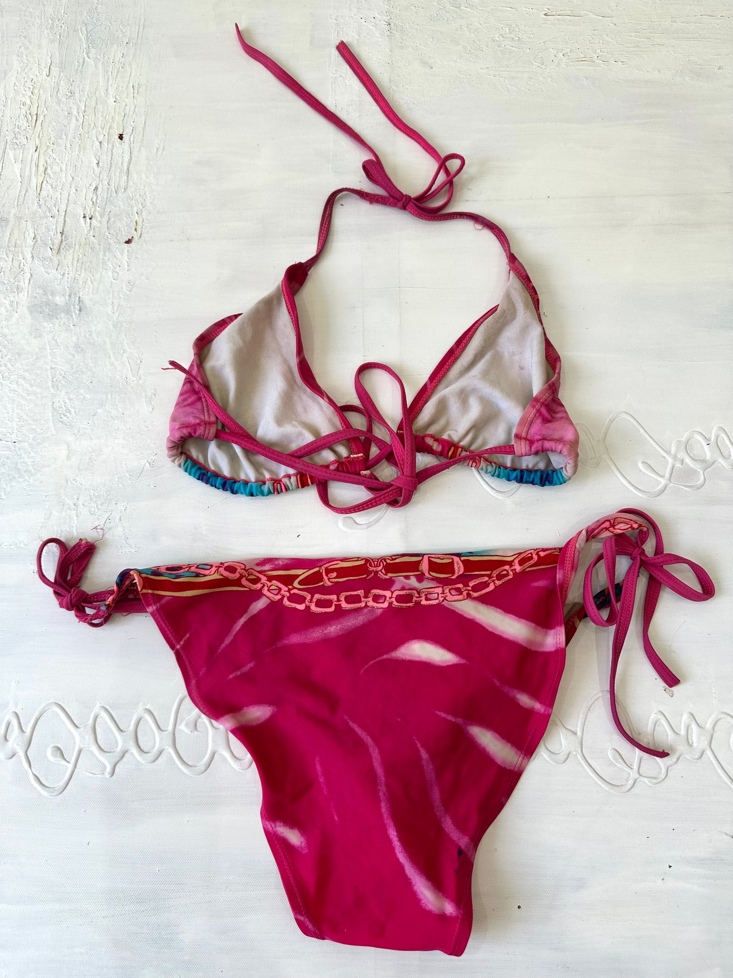 festival drop | large pink and blue patterned bikini set