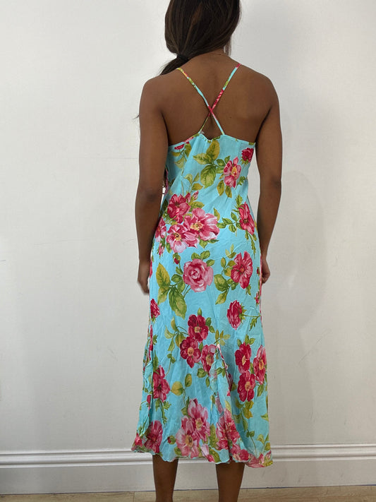BEST PICKS | small blue mesh overlay maxi dress