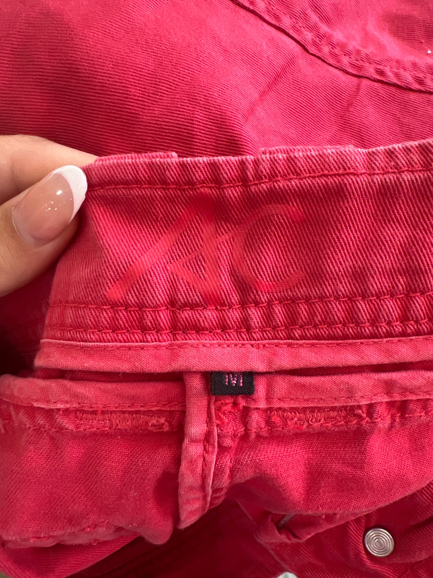 SATC drop | medium red denim mini skirt