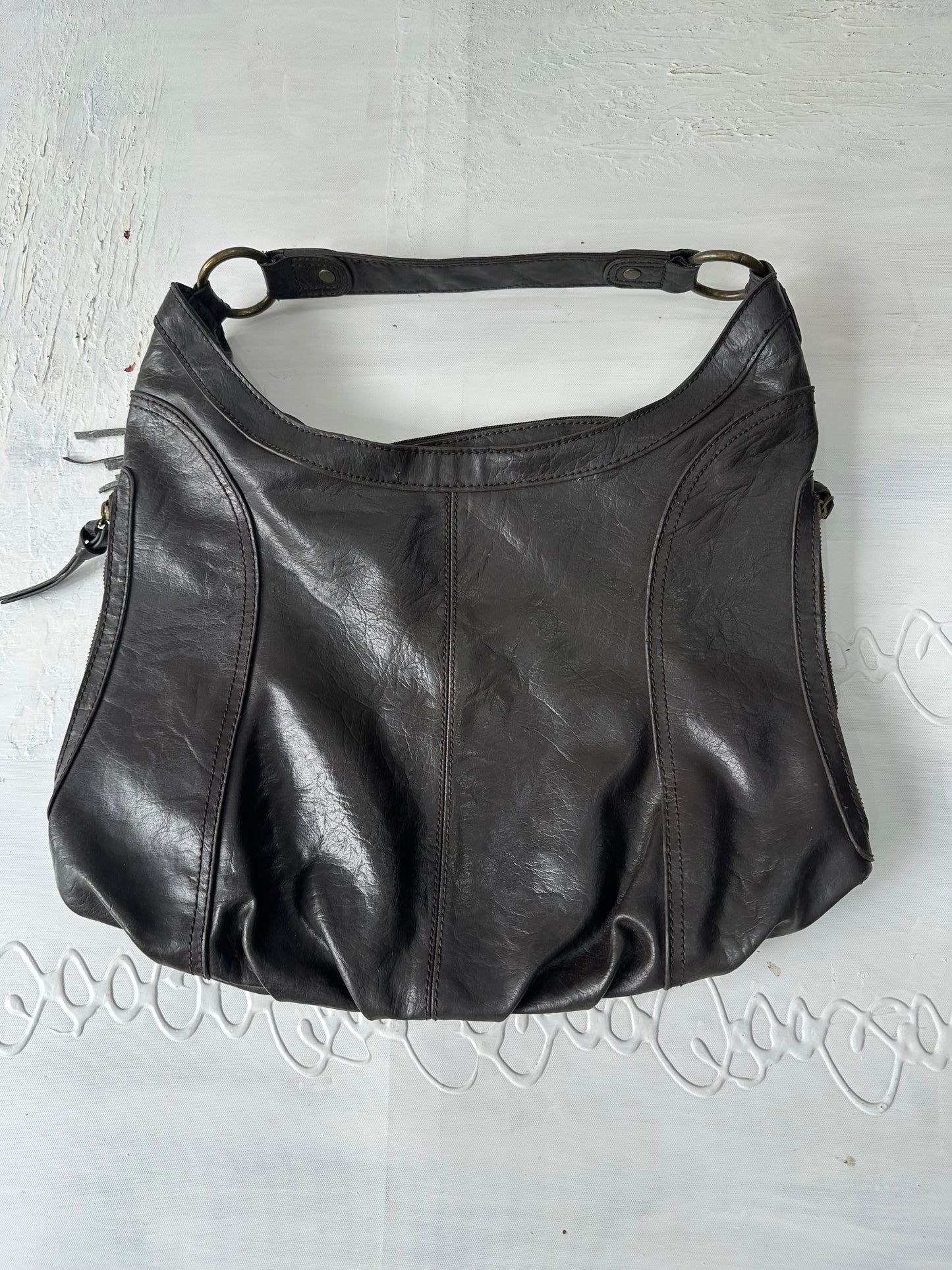 vintage edit thirty-one | brown faux leather accessorize shoulder bag