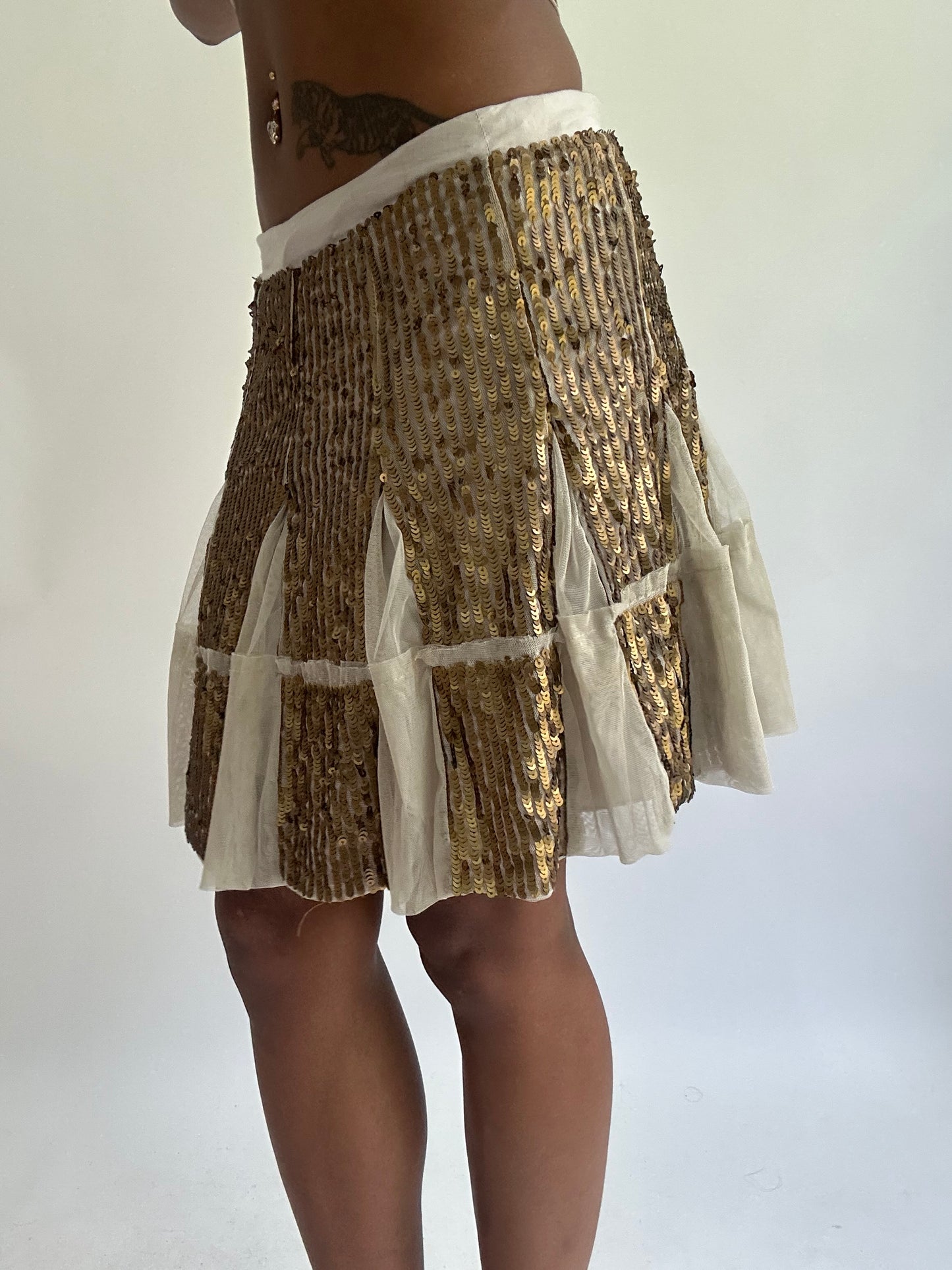olivia rodrigo drop | small cream sisley sequin midi skirt