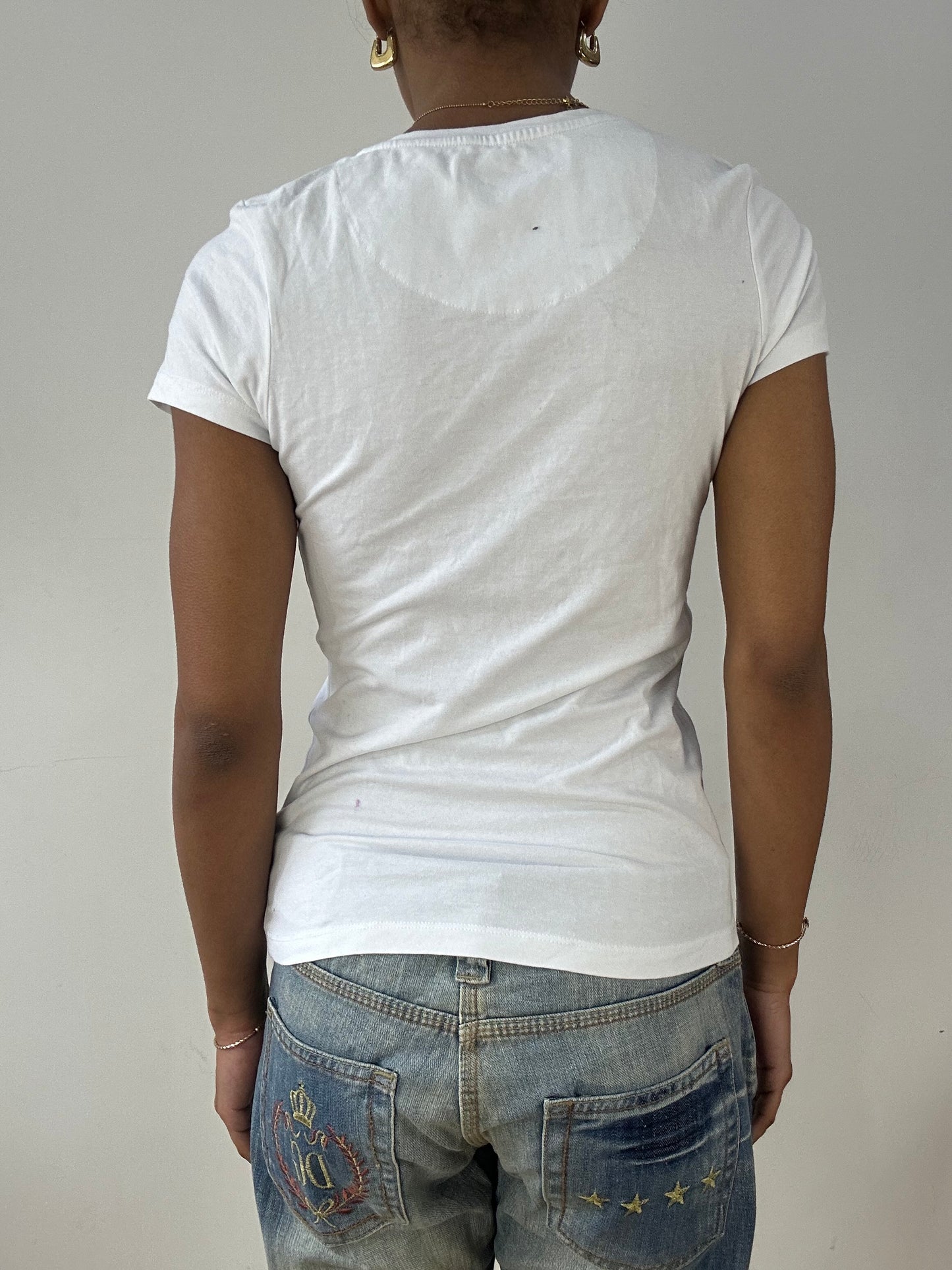 vintage edit fifteen | small white alexander wang diamanté logo t-shirt