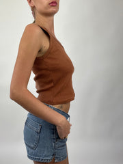 COASTAL COWGIRL DROP |small sisley brown ribbed tank top