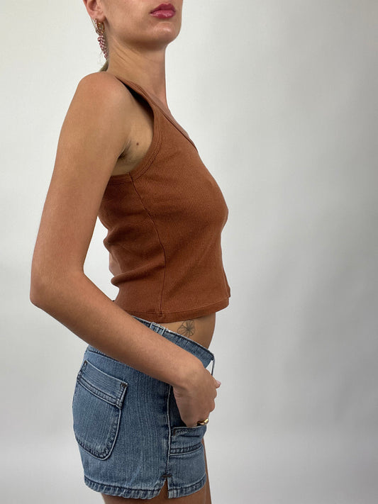 COASTAL COWGIRL DROP |small sisley brown ribbed tank top