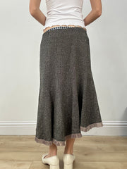 countryside | medium brown asymmetric maxi skirt