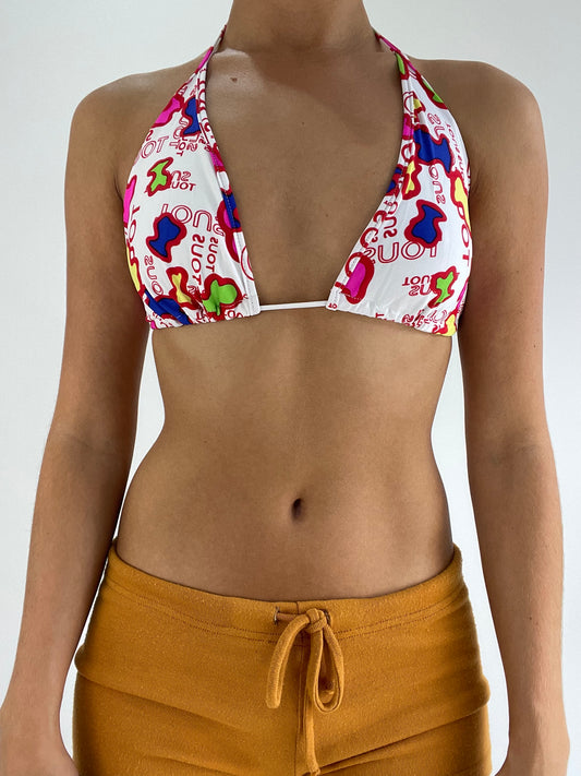 BEST PICKS | medium white bikini set with abstract multi colour print