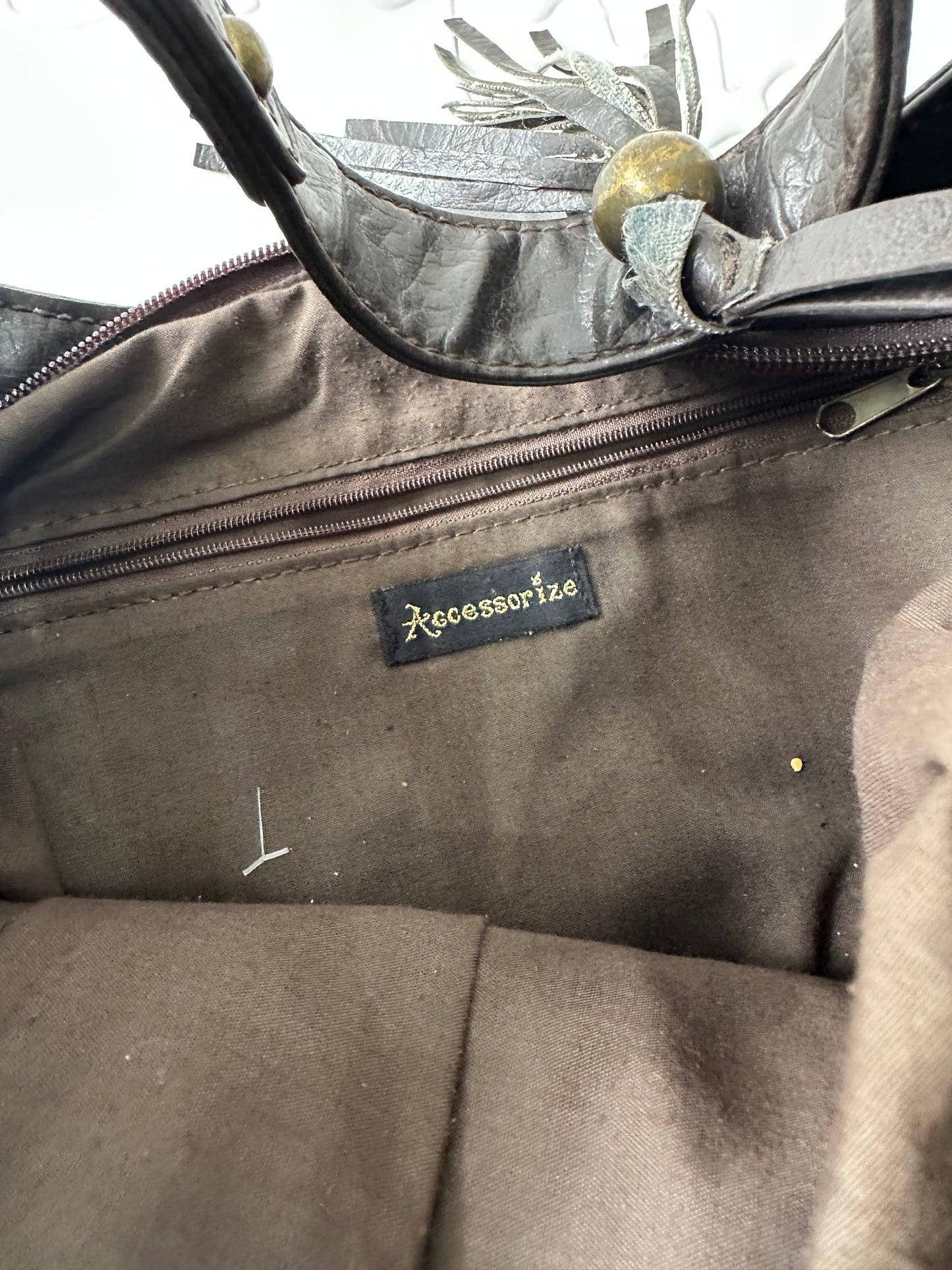 vintage edit thirty-one | brown faux leather accessorize shoulder bag