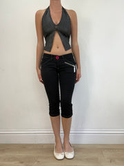 summer edit | small black halter neck top with polka dot print