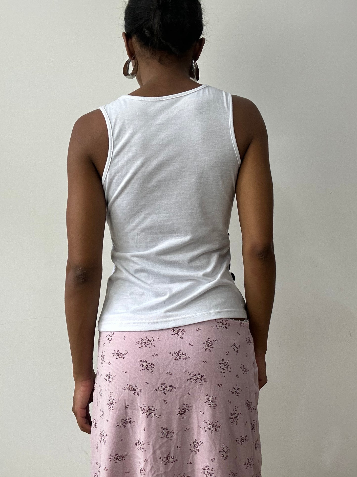 midsummer edit | small white tank top with button detail