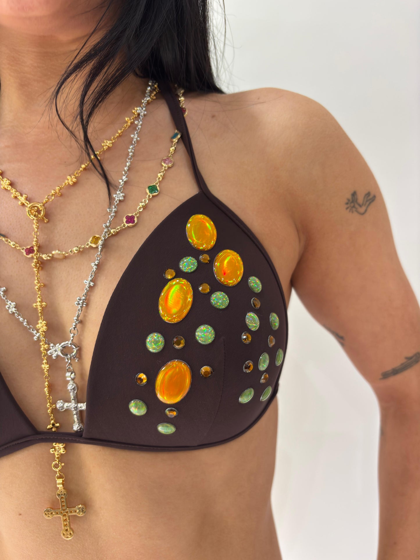 sailor drop | small/medium brown rhinestone bikini set
