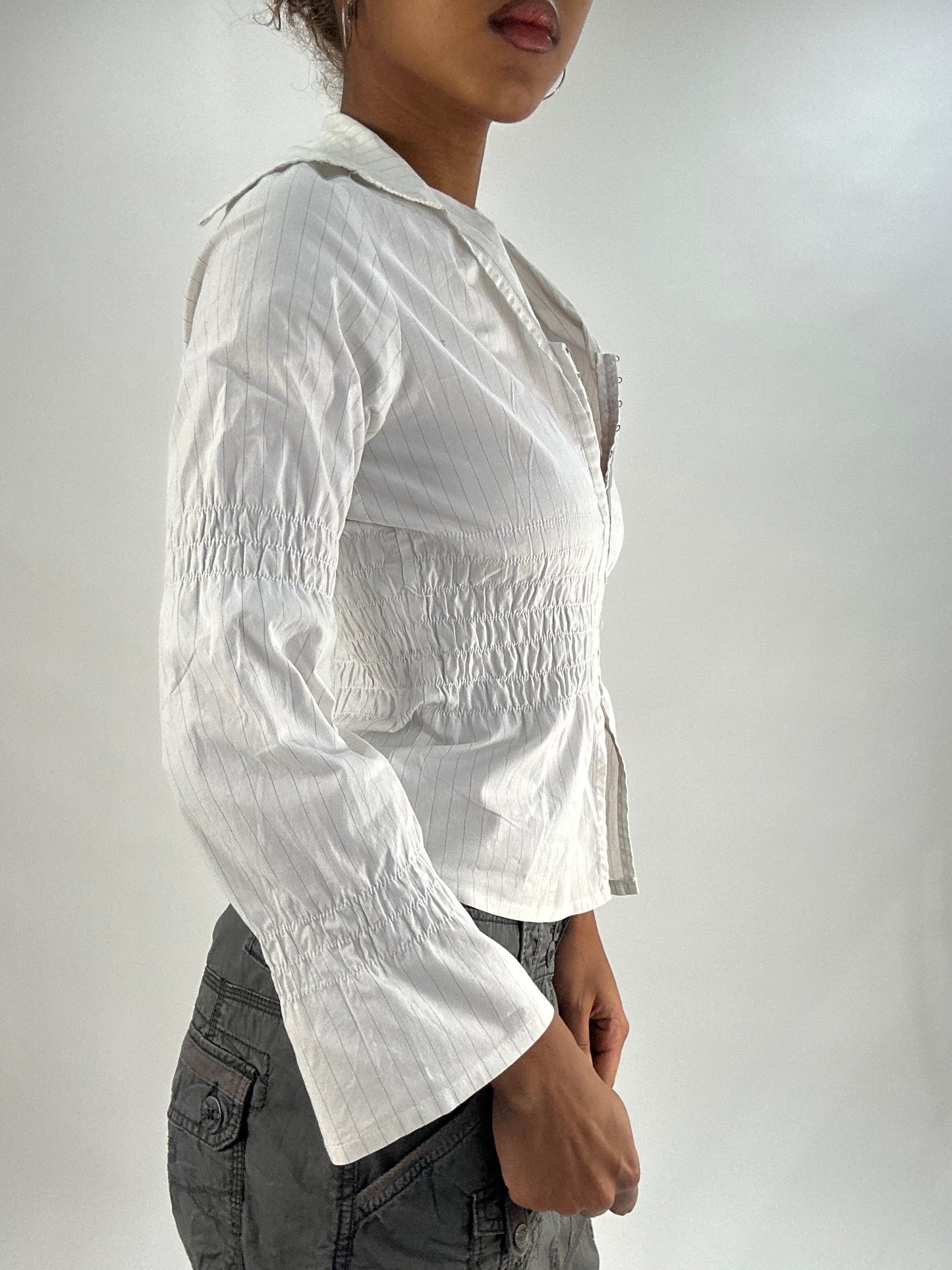 vintage edit thirty-five | small/medium white pinstripe top