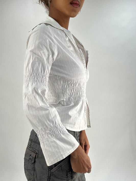 vintage edit thirty-five | small/medium white pinstripe top