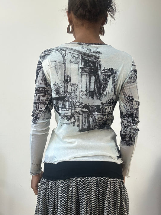AUTUMN EDIT | medium white long sleeve top with mesh overlay