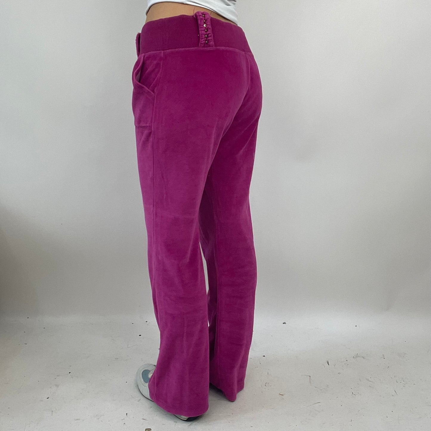💻PARIS HILTON DROP | large  fuschia velour joggers with studded belt loops