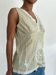 summermaxxing drop | medium khaki embroidered top