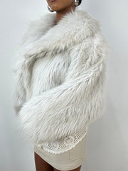 vintage edit: indie sleaze | small white faux fur cropped jacket