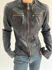 autumn picks | small black zip up leather jacket