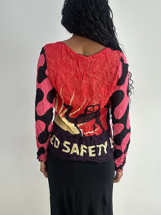 vintage edit twenty-three | small black and red custo barcelona sheer tie up top
