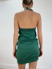 st patrick’s day | small benetton forest green halterneck dress